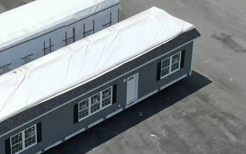 A drone shot of some just built mobile homes in Boydton Virginia